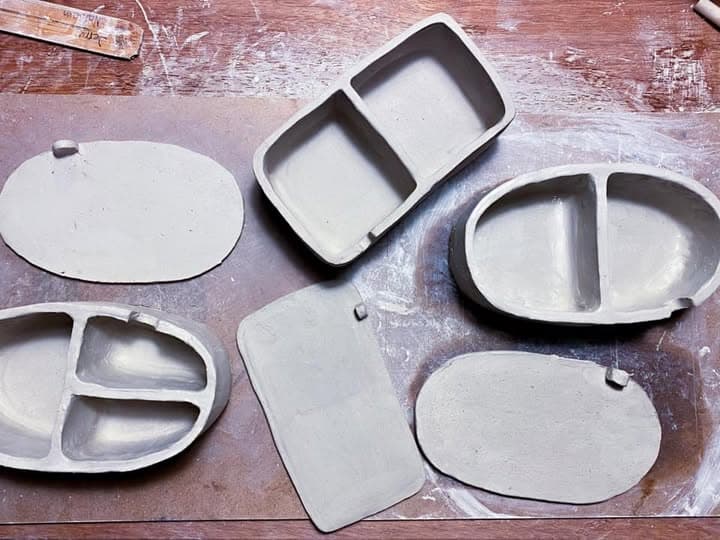 Bento boxes cut from slabs of clay