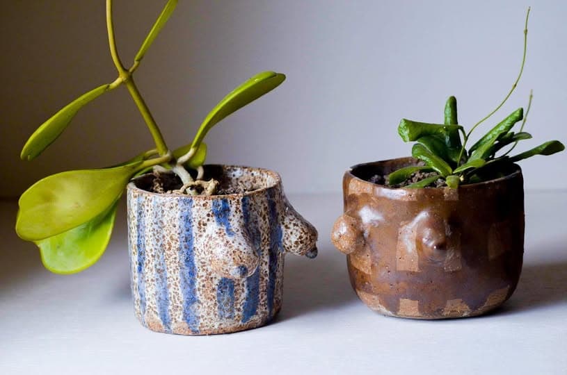 Striped Planter Pair